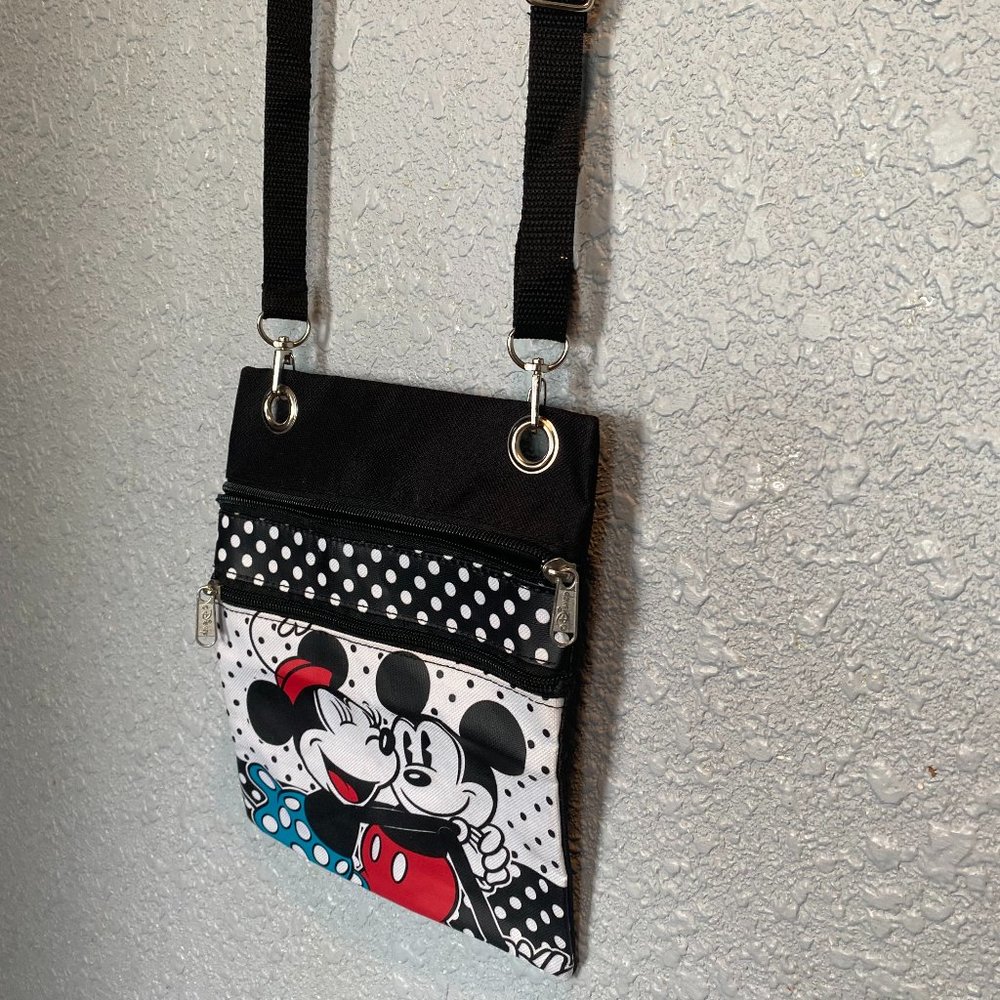 Disney Mickey and Minnie Mouse Canvas Crossbody Purse